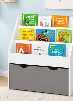 Dečija biblioteka KINDER HOME, bela, sa fiokom na točkovima