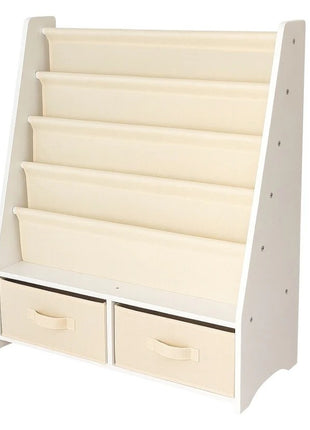 Dečiji drveni organizator 2 u 1, polica za knjige i kutije za odlaganje igračaka