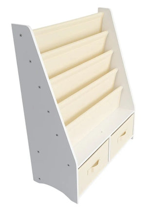 Dečiji drveni organizator 2 u 1, polica za knjige i kutije za odlaganje igračaka