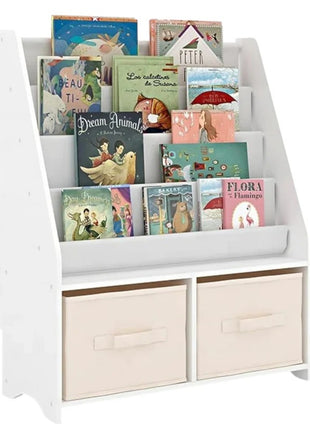 Dečiji drveni organizator 2 u 1, polica za knjige i kutije za odlaganje igračaka