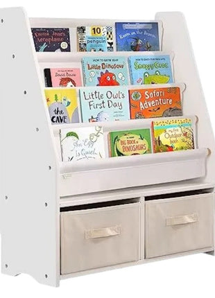 Dečiji drveni organizator 2 u 1, polica za knjige i kutije za odlaganje igračaka