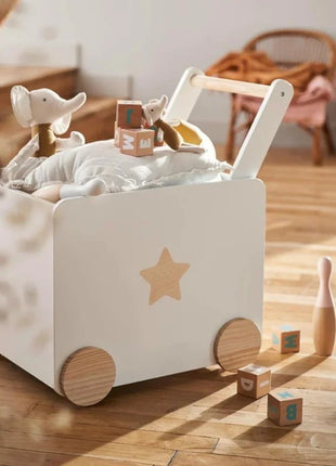 KINDER HOME Kutija za igračke sa točkićima, drvena, bela