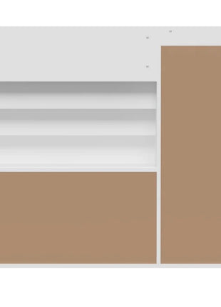 Dečiji organizator KINDER HOME, polica za knjige sa policama za igračke i knjige, 3 tekstilne kutije, drveni, beli, 92x30x80 cm, Montesori