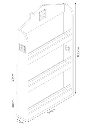 Dečija polica za knjige i igračke KINDER HOME – Kuća, 3 police, drvo