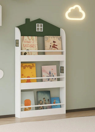 Dečija polica za knjige i igračke KINDER HOME – Kuća, 3 police, drvo