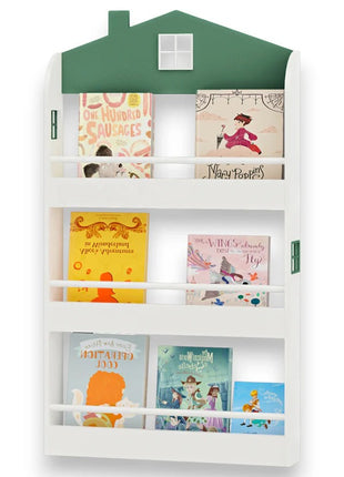 Dečija polica za knjige i igračke KINDER HOME – Kuća, 3 police, drvo