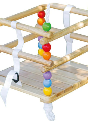 Dečija drvena ljuljaška KINDER HOME sa kaišem i bočnim stranama – do 70 kg, 30×30 cm