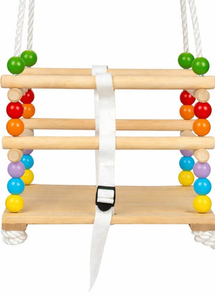 Dečija drvena ljuljaška KINDER HOME sa kaišem i bočnim stranama – do 70 kg, 30×30 cm