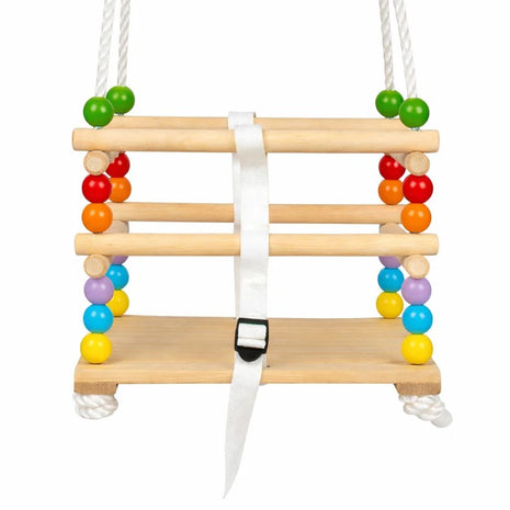 Dečija drvena ljuljaška KINDER HOME sa kaišem i bočnim stranama – do 70 kg, 30×30 cm