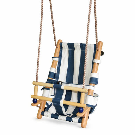 Dečija drvena ljuljaška, ležaljka KINDER HOME – pamučno sedište, zaštitna daska, za unutrašnju i spoljašnju upotrebu