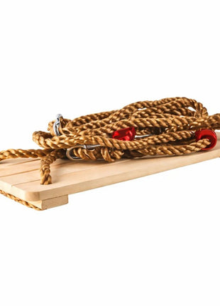 Dečija drvena ljuljaška za dvorište sa konopcima KINDER HOME – prirodno drvo, 33 cm