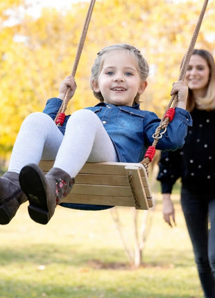 Dečija drvena ljuljaška za dvorište sa konopcima KINDER HOME – prirodno drvo, 33 cm