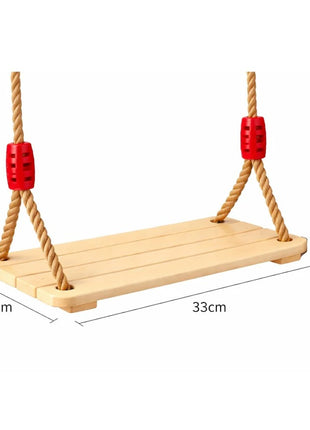Dečija drvena ljuljaška za dvorište sa konopcima KINDER HOME – prirodno drvo, 33 cm