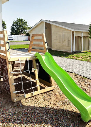 Dečiji drveni tobogan sa penjalicom za dvorište KINDER HOME, 285×152×123 cm