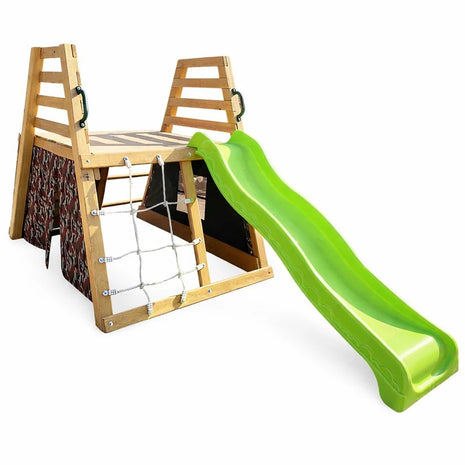 Dečiji drveni tobogan sa penjalicom za dvorište KINDER HOME, 285×152×123 cm