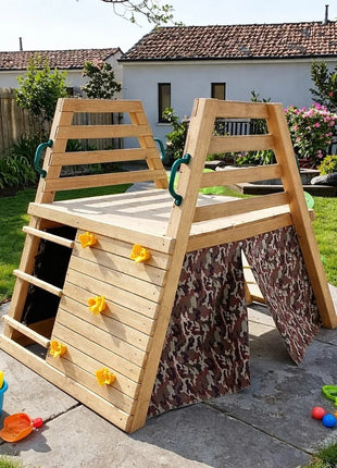 Dečiji drveni tobogan sa penjalicom za dvorište KINDER HOME, 285×152×123 cm