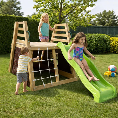 Dečiji drveni tobogan sa penjalicom za dvorište KINDER HOME, 285×152×123 cm