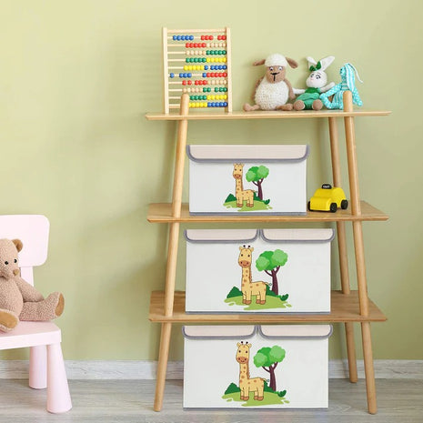 Set od 2 preklopne kutije za odlaganje sa poklopcem i ručkama - ŽIRAFE, za dečije igračke, knjige, odeću