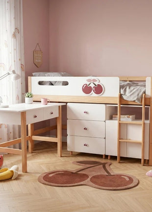 Dečiji kombinovani krevet KINDER HOME CHERRY sa radnim stolom, komodom, garderoberom i ramom za dušek