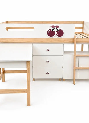Dečiji kombinovani krevet KINDER HOME CHERRY sa radnim stolom, komodom, garderoberom i ramom za dušek