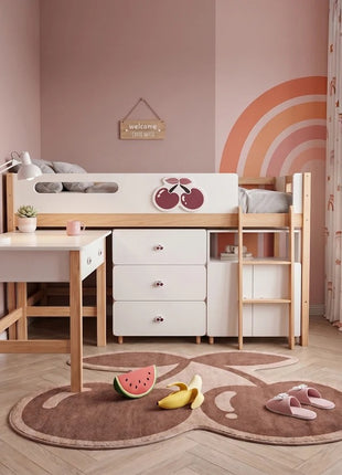 Dečiji kombinovani krevet KINDER HOME CHERRY sa radnim stolom, komodom, garderoberom i ramom za dušek