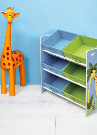 Organizator za igračke KINDER HOME, Polica za dečiju sobu sa kutijama za odlaganje, SAVANA