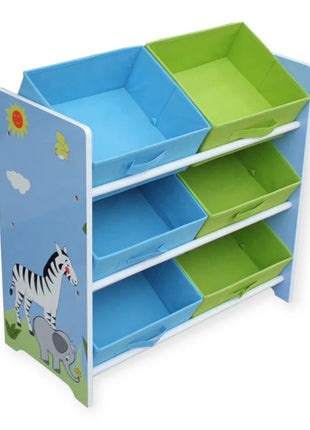 Organizator za igračke KINDER HOME, Polica za dečiju sobu sa kutijama za odlaganje, SAVANA