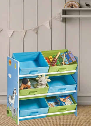 Organizator za igračke KINDER HOME, Polica za dečiju sobu sa kutijama za odlaganje, SAVANA