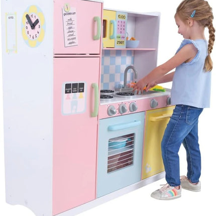 KINDER HOME Dječja kuhinja, drvena igračka za igranje uloga sa šarenim dizajnom