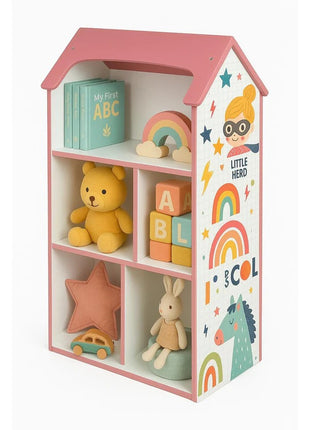 Dečija drvena polica za odlaganje igračaka i knjiga - Kuća SNOVA