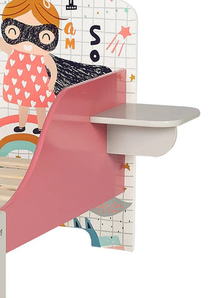 Dečiji drveni krevet sa zaštitom od pada, ram dušeka od letvica 140/70 cm, udobno postolje - SUPER DEVOJKA