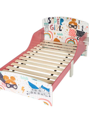 Dečiji drveni krevet sa zaštitom od pada, ram dušeka od letvica 140/70 cm, udobno postolje - SUPER DEVOJKA