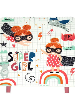 Dečiji sto sa stolicama, drvena garnitura - za učenje, igru, jelo, nameštaj za dečiju sobu, belo i roze - SUPER GIRL