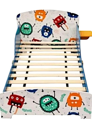 Dečiji drveni krevet sa zaštitom od pada, ram dušeka od letvica 140/70 cm, udobno postolje - MONSTER