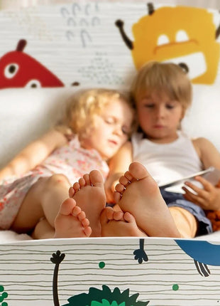 Dečiji drveni krevet sa zaštitom od pada, ram dušeka od letvica 140/70 cm, udobno postolje - MONSTER