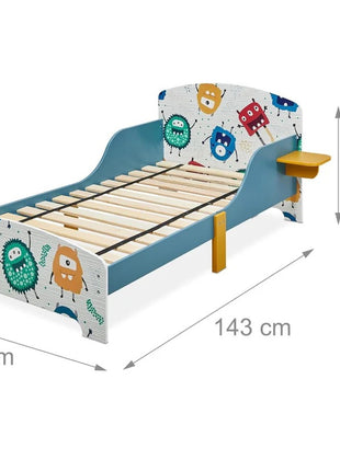 Dečiji drveni krevet sa zaštitom od pada, ram dušeka od letvica 140/70 cm, udobno postolje - MONSTER