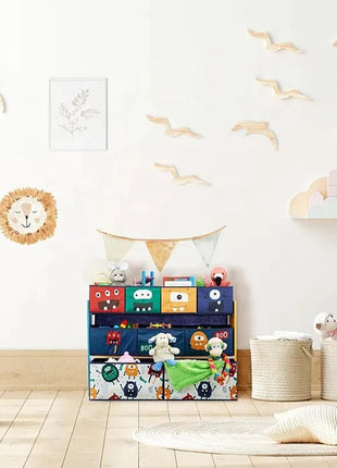 Organizator dečijih igračaka, polica, delovi sa 9 kutija za odlaganje tekstila - Monster