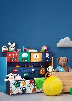 Organizator dečijih igračaka, polica, delovi sa 9 kutija za odlaganje tekstila - Monster