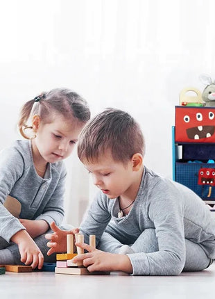 Organizator dečijih igračaka, polica, delovi sa 9 kutija za odlaganje tekstila - Monster