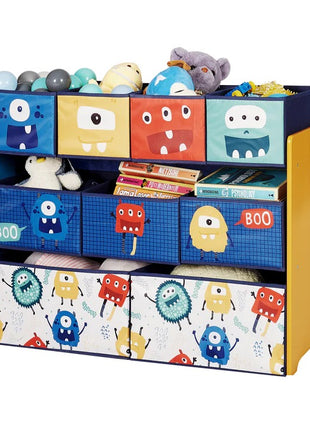 Organizator dečijih igračaka, polica, delovi sa 9 kutija za odlaganje tekstila - Monster