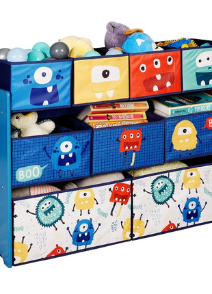 Organizator dečijih igračaka, polica, delovi sa 9 kutija za odlaganje tekstila - Monster