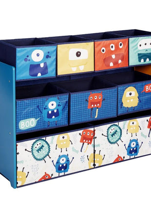 Organizator dečijih igračaka, polica, delovi sa 9 kutija za odlaganje tekstila - Monster