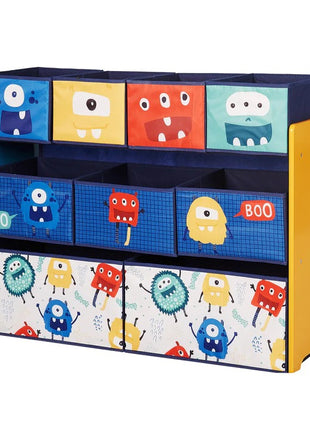 Organizator dečijih igračaka, polica, delovi sa 9 kutija za odlaganje tekstila - Monster