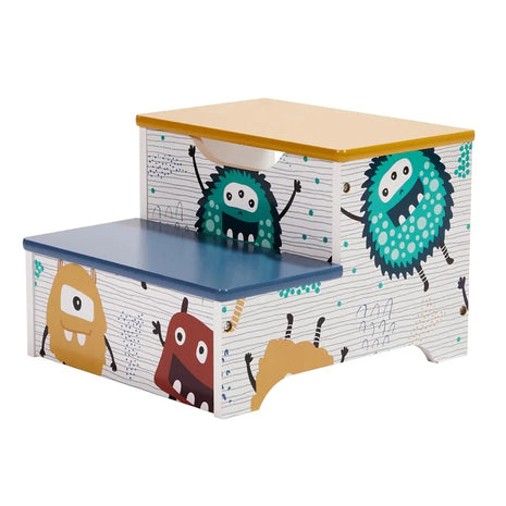 Dečija stolica-merdevine, od drveta, sa 2 stepenika, prostorom za odlaganje, ručkom za nošenje - MONSTER