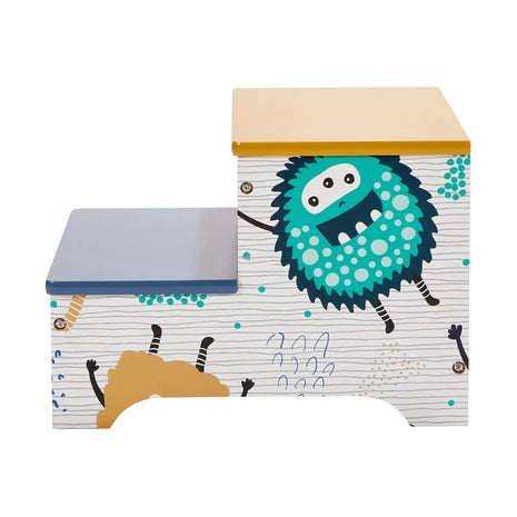 Dečija stolica-merdevine, od drveta, sa 2 stepenika, prostorom za odlaganje, ručkom za nošenje - MONSTER