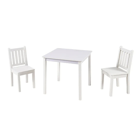 Dečiji drveni sto sa 2 stolice, set za učenje, crtanje, igru, jelo - BELI