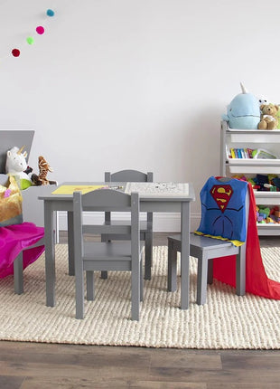 Dečiji sto sa 4 stolice KINDER HOME – Drveni dečiji sto za igru i učenje, sivi set