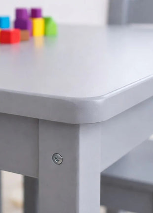 Dečiji sto sa 4 stolice KINDER HOME – Drveni dečiji sto za igru i učenje, sivi set