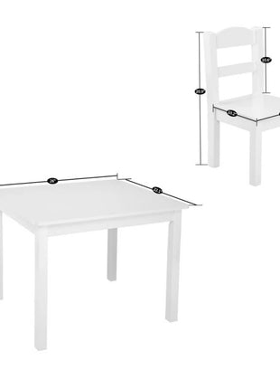 Dečiji sto sa 4 stolice KINDER HOME, drveni set za igru i učenje, beli