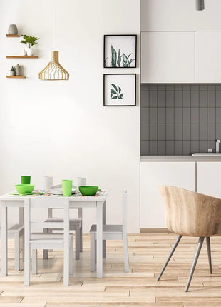 Dečiji sto sa 4 stolice KINDER HOME, drveni set za igru i učenje, beli
